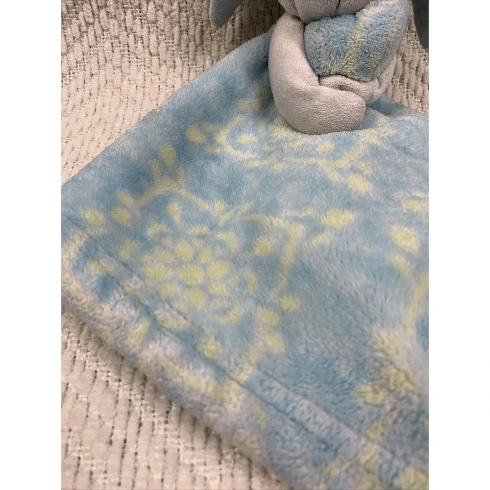 Blankets & Beyond HTF Lovey Security Bunny Blue Yellow Damask 12